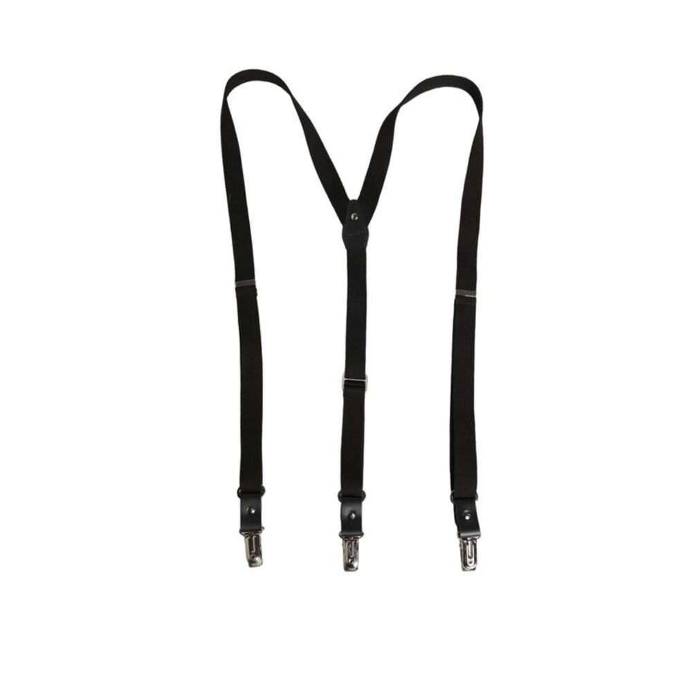 Dolce & Gabbana Black Cotton Leather Elastic Y-back Metal Clips Men's Suspender